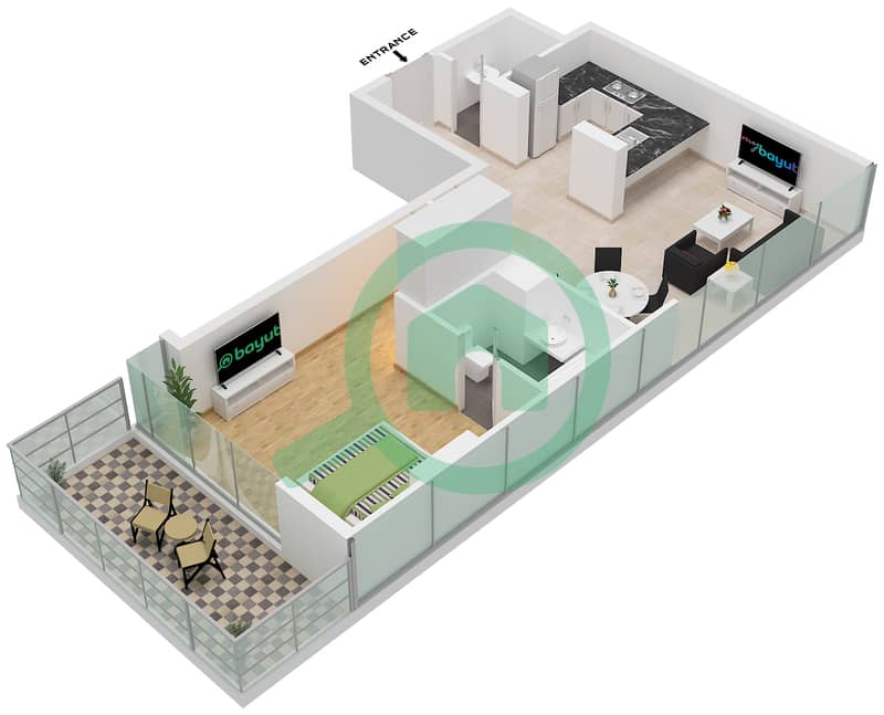 Kiara - 1 Bedroom Apartment Unit 8-FLOOR -20-21 Floor plan Floor -20-21 interactive3D