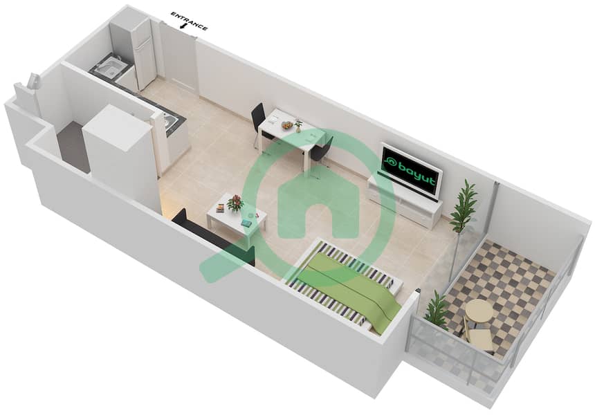 大桥综合住宅 - 单身公寓类型S戶型图 interactive3D