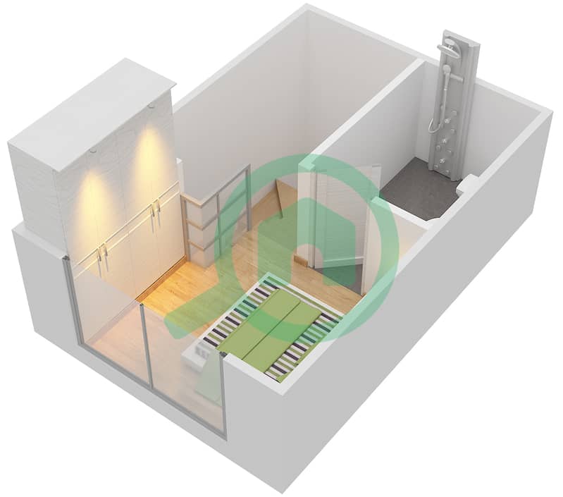 Azizi Victoria - 1 Bedroom Apartment Type 3A Floor plan Upper Floor interactive3D