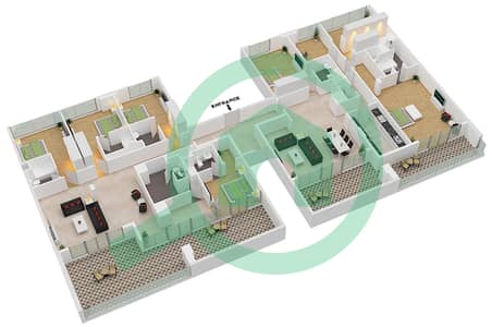 Al Zeina Building F - 6 Bedroom Apartment Type F3-FLOOR 12 Floor plan
