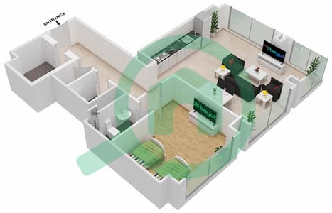 المخططات الطابقية لتصميم النموذج / الوحدة T3/1601 شقة 1 غرفة نوم - بيكسل