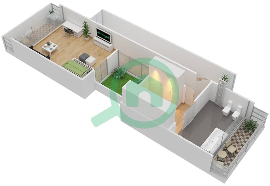 المخططات الطابقية لتصميم النموذج 3C تاون هاوس 3 غرف نوم - المنيرة تاون هاوس Second floor interactive3D