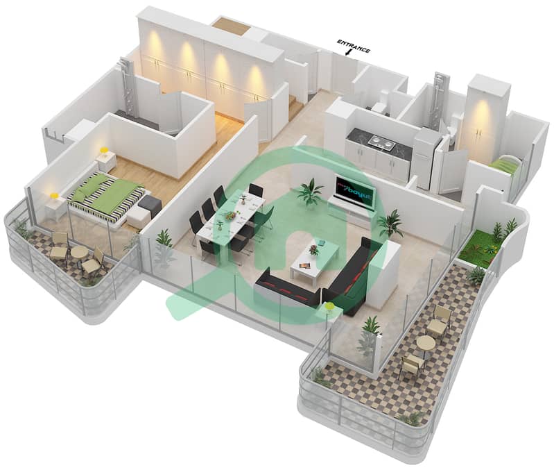 Gemini Splendor - 3 Bedroom Penthouse Type B Floor plan Level 1 interactive3D