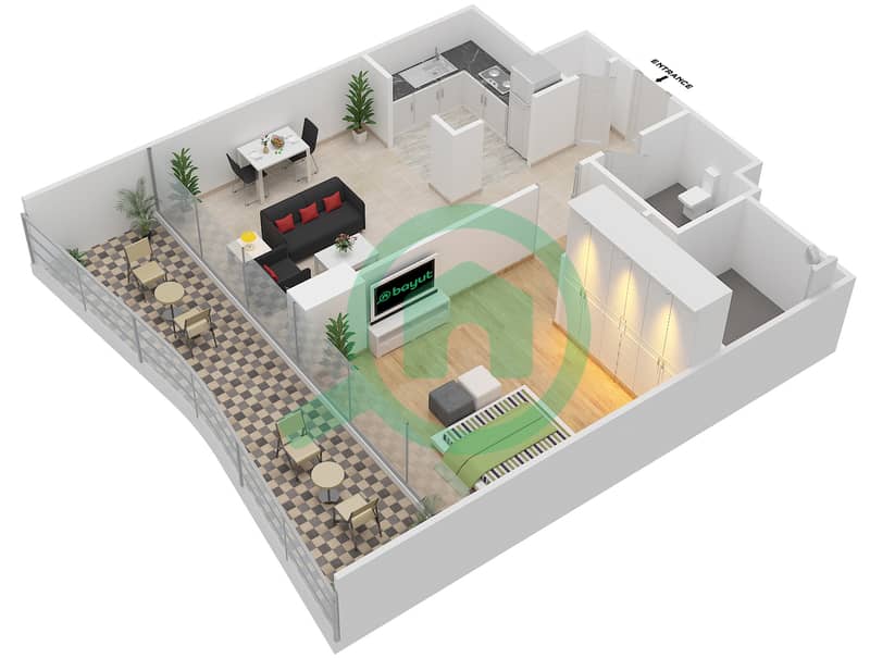 Gemini Splendor - 1 Bedroom Apartment Type C Floor plan interactive3D