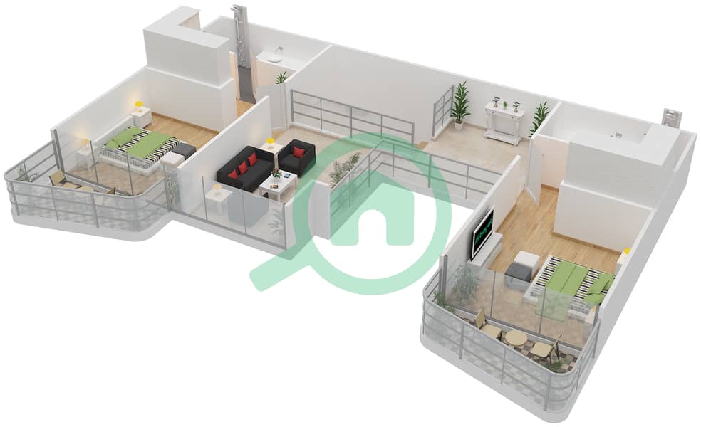 Gemini Splendor - 3 Bedroom Penthouse Type C Floor plan Level 2 interactive3D