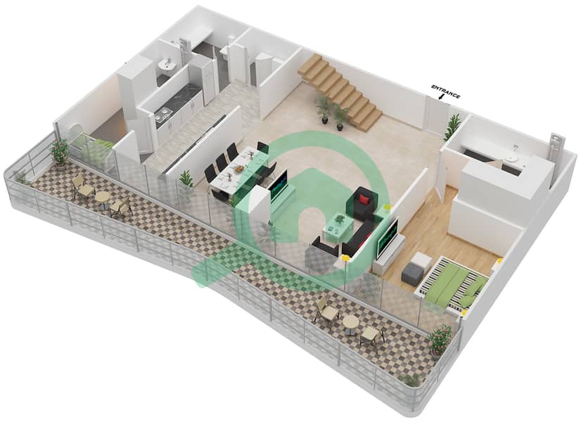Gemini Splendor - 3 Bedroom Penthouse Type C Floor plan Level 1 interactive3D