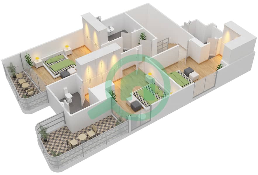 Gemini Splendor - 3 Bedroom Townhouse Type A Floor plan Level 2 interactive3D