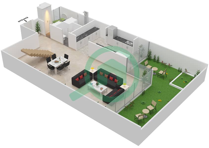 Gemini Splendor - 3 Bedroom Townhouse Type A Floor plan Level 1 interactive3D