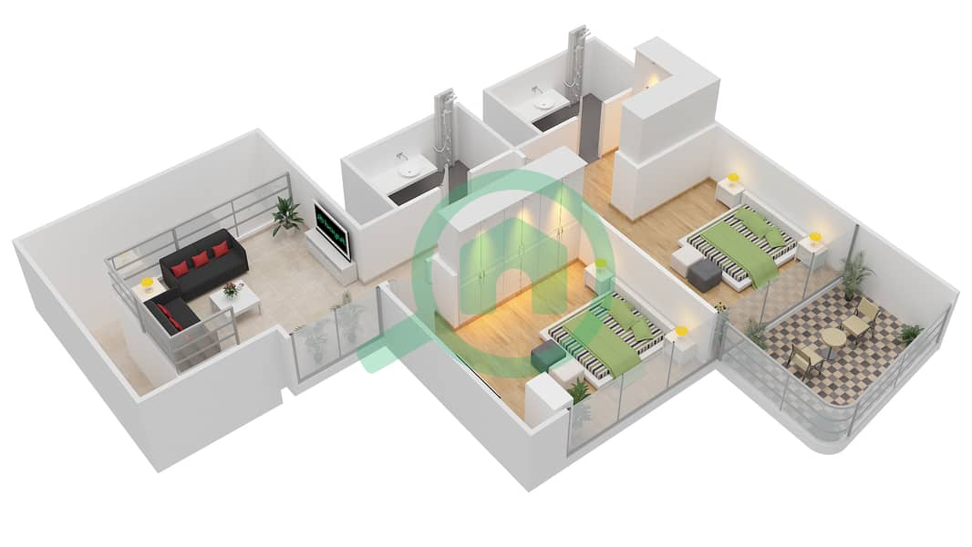 Gemini Splendor - 3 Bedroom Penthouse Type A Floor plan Level 2 interactive3D