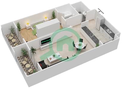 Mirdif Tulip - 1 Bedroom Apartment Unit A-05 Floor plan