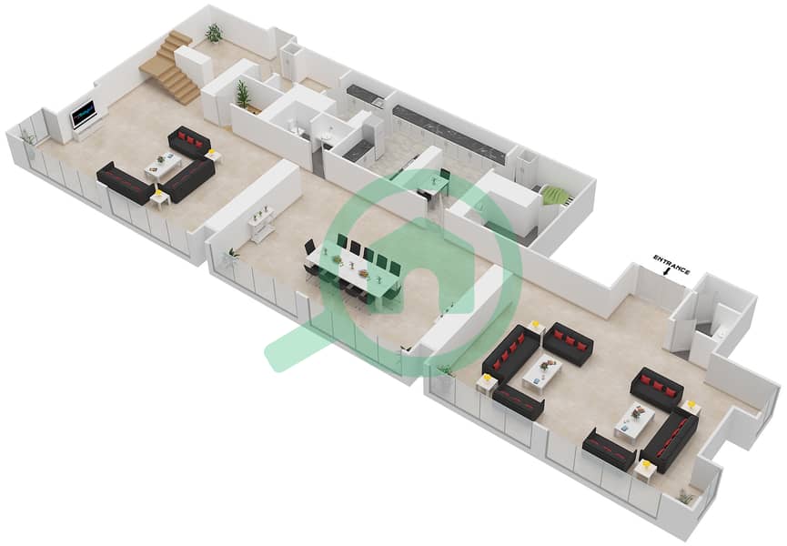 المخططات الطابقية لتصميم النموذج 4B شقة 5 غرف نوم - أبراج النيشن A Lower Floor 52-63 interactive3D