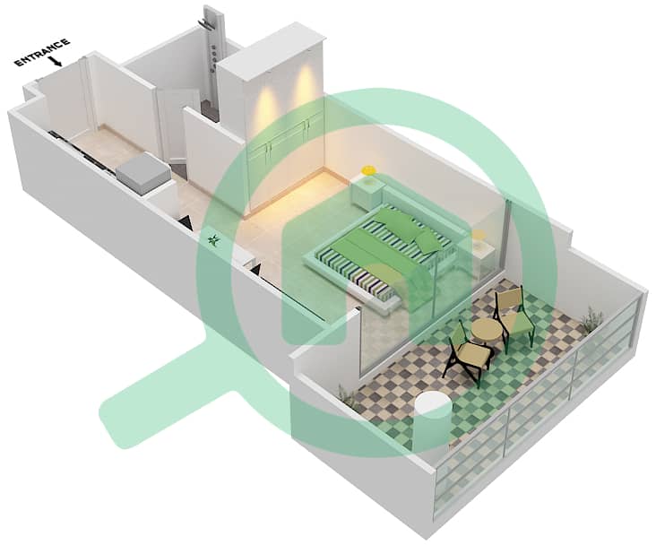 المخططات الطابقية لتصميم الوحدة 4 FLOOR 3-5 شقة استوديو - ياسمين A Floor 3-5 interactive3D