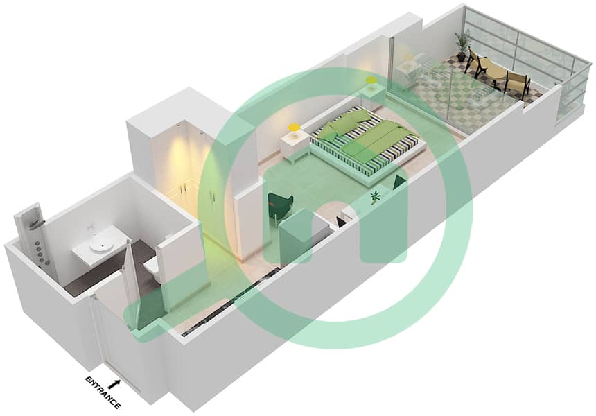 المخططات الطابقية لتصميم الوحدة 5 FLOOR 3-5 شقة استوديو - ياسمين A Floor 3-5 interactive3D