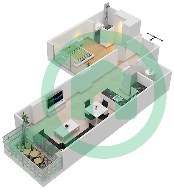 Жасмин A - Апартамент 1 Спальня планировка Единица измерения 9 FLOOR 3-5 Floor 3-5 interactive3D