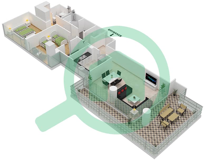 Жасмин A - Апартамент 2 Cпальни планировка Единица измерения 1 FLOOR 4 Floor 4 interactive3D