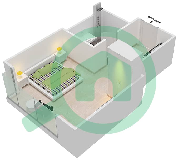 المخططات الطابقية لتصميم الوحدة 2B FLOOR 4 شقة استوديو - ياسمين A Floor 4 interactive3D
