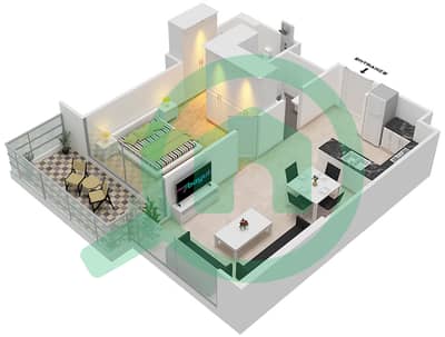 المخططات الطابقية لتصميم الوحدة 3 FLOOR 5 شقة 1 غرفة نوم - ياسمين A