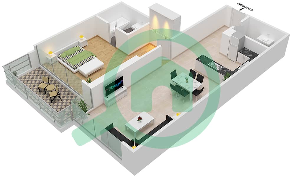 Jasmine A - 1 Bedroom Apartment Unit 5 FLOOR 7 Floor plan Floor 7 interactive3D