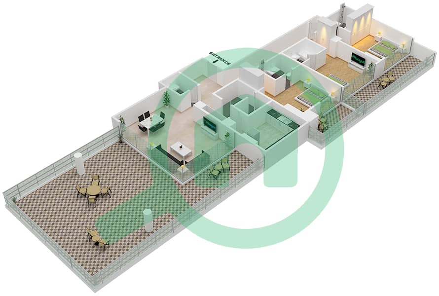 Jasmine A - 3 Bedroom Apartment Unit 2 FLOOR 8 Floor plan Floor 8 interactive3D