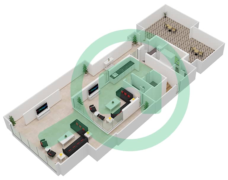 المخططات الطابقية لتصميم النموذج A فیلا 6 غرف نوم - اجمل مكان Second Floor interactive3D