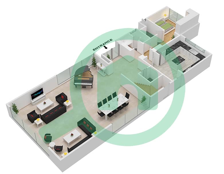 المخططات الطابقية لتصميم النموذج A فیلا 6 غرف نوم - اجمل مكان Ground Floor interactive3D