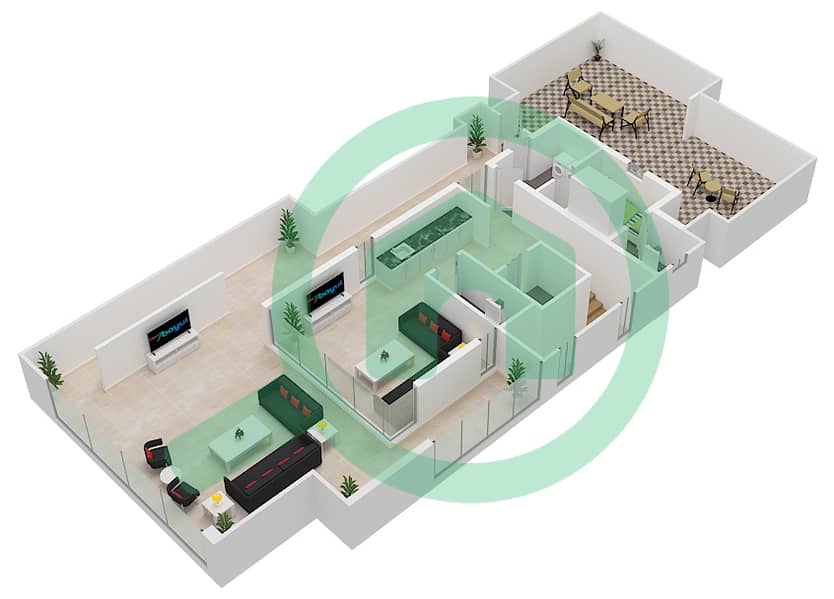 المخططات الطابقية لتصميم النموذج B فیلا 5 غرف نوم - اجمل مكان Second Floor interactive3D