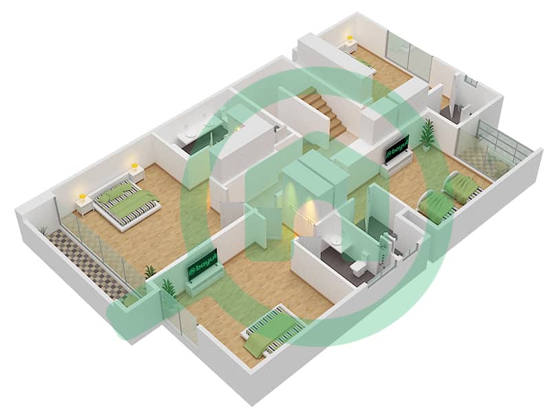 Ajmal Makan - 4 Bedroom Villa Type C Floor plan First Floor interactive3D