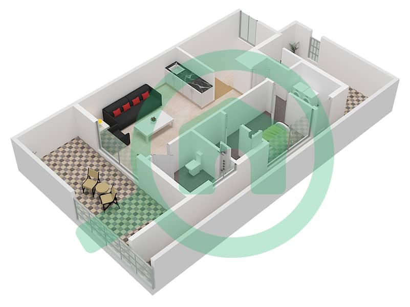المخططات الطابقية لتصميم النموذج D فیلا 3 غرف نوم - اجمل مكان Second Floor interactive3D