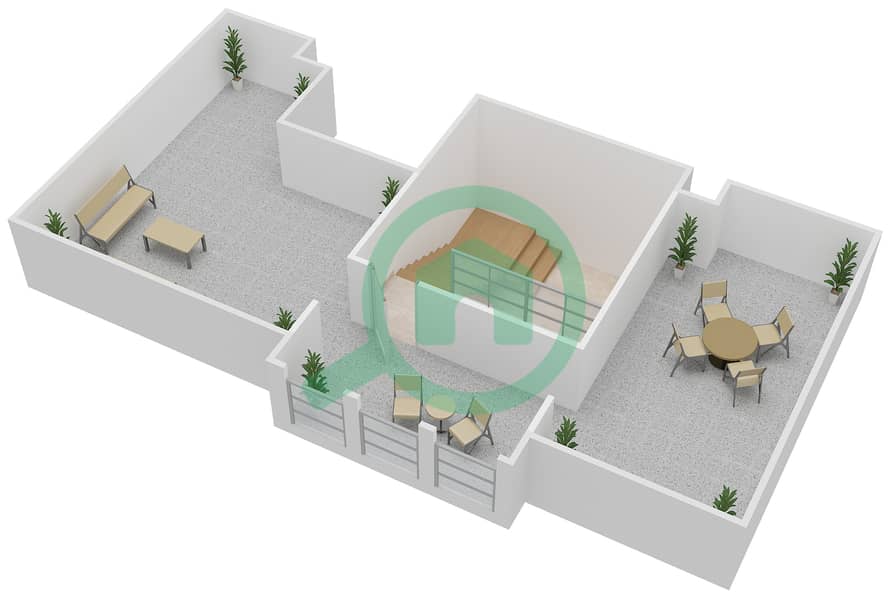 Zone 6 - 2 Bedroom Villa Type D4 Floor plan Roof interactive3D