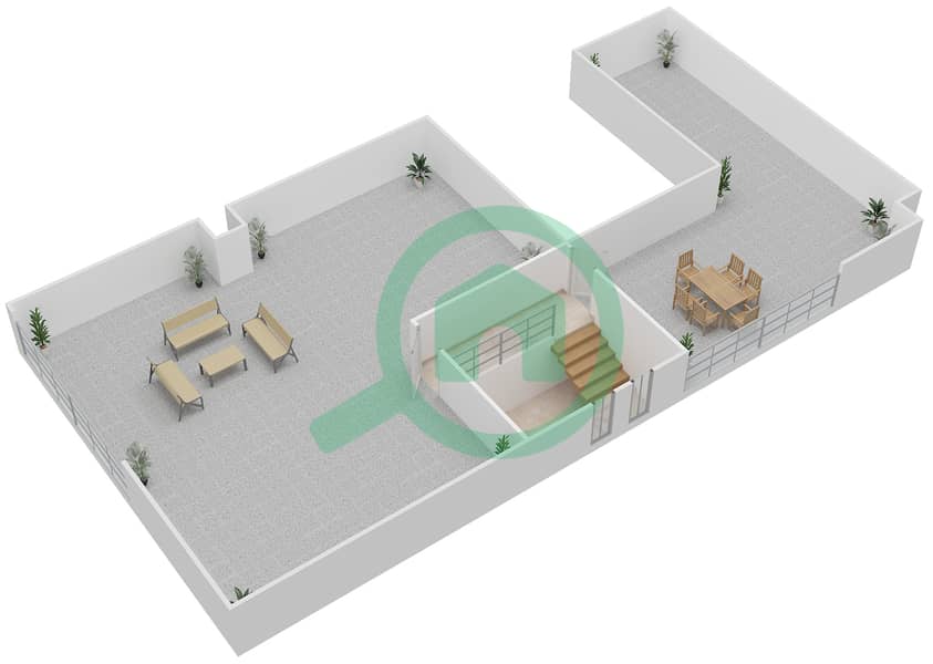 المخططات الطابقية لتصميم النموذج A2 فيلا تجارية 4 غرف نوم - المنطقة الأولى Roof interactive3D