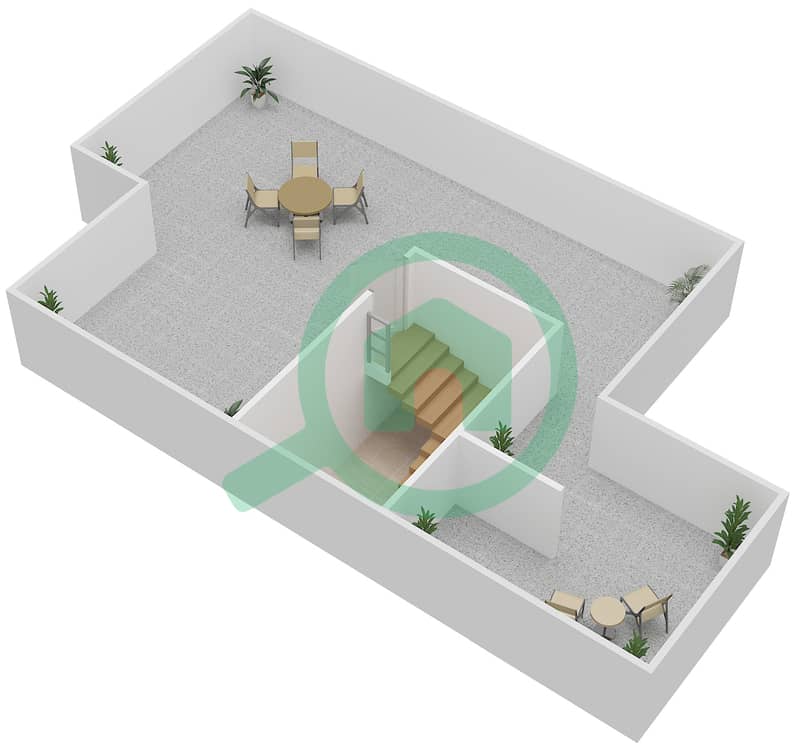 第1区 - 3 卧室别墅类型C2戶型图 Roof interactive3D