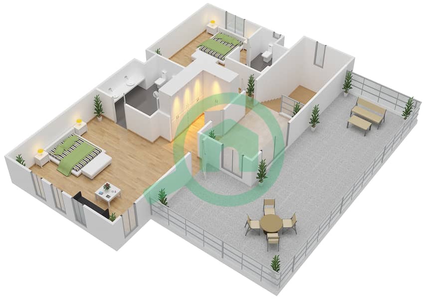 المخططات الطابقية لتصميم النموذج E1 فیلا 6 غرف نوم - المنطقة الأولى Roof interactive3D