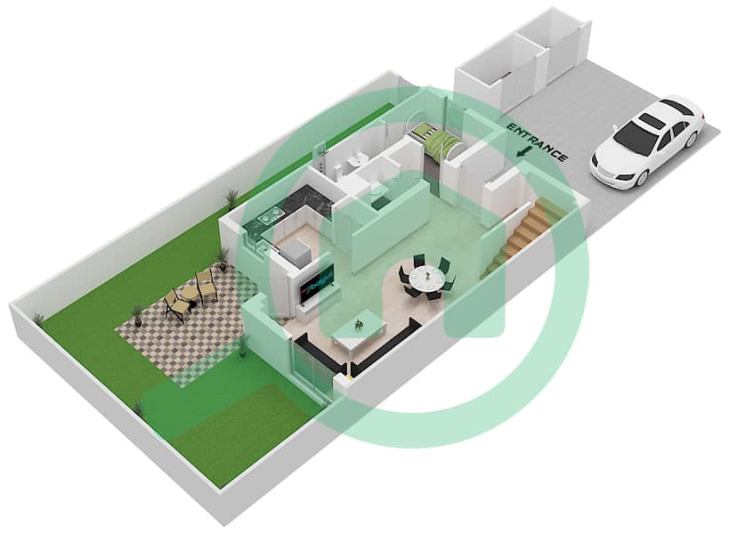 Noya Viva - 3 Bedroom Townhouse Unit END Floor plan Lower Floor interactive3D
