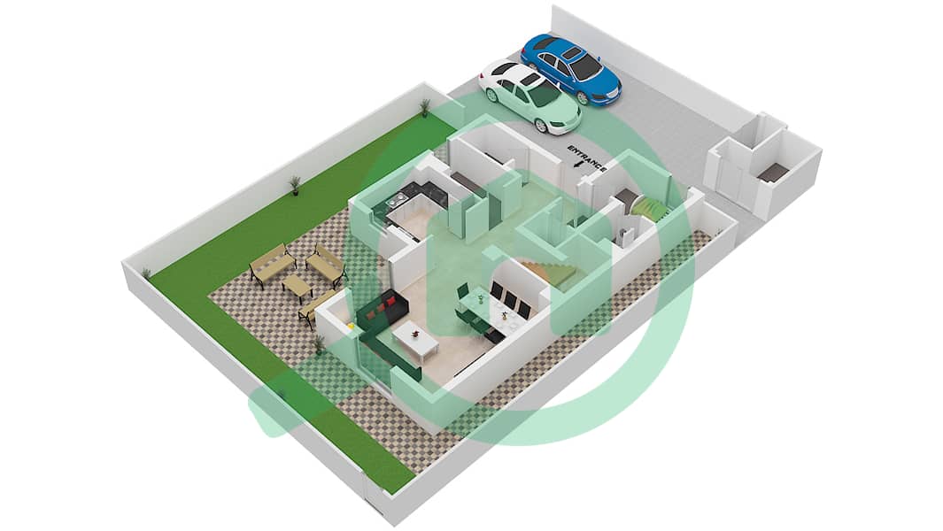 المخططات الطابقية لتصميم الوحدة A فیلا 4 غرف نوم - نويا فيفا Lower Floor interactive3D