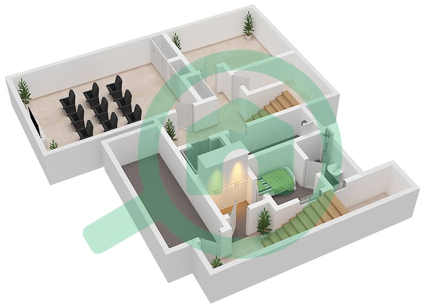 المخططات الطابقية لتصميم النموذج A فیلا 6 غرف نوم - بلو فيوز Basement interactive3D