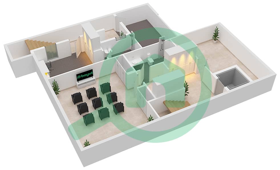 المخططات الطابقية لتصميم النموذج B فیلا 7 غرف نوم - بلو فيوز Basement interactive3D