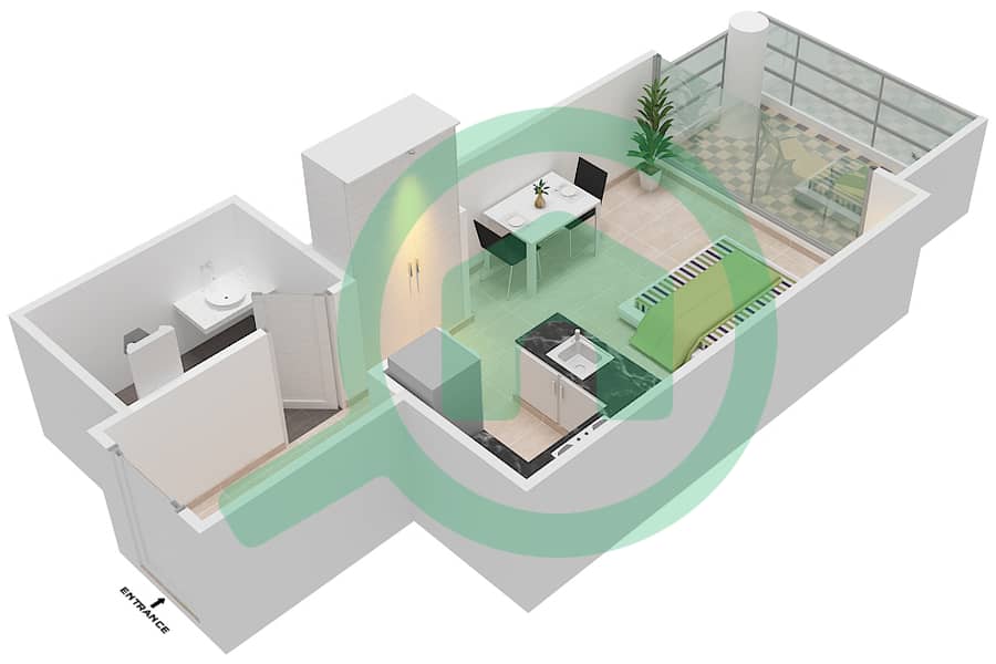 Jasmine A - Studio Apartment Unit 11 FLOOR 2 Floor plan Floor 2 interactive3D