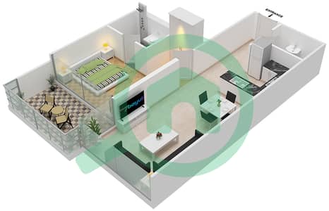 المخططات الطابقية لتصميم الوحدة 7 FLOOR 3-6 شقة 1 غرفة نوم - ياسمين A