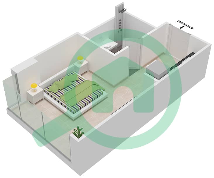 المخططات الطابقية لتصميم الوحدة 2B FLOOR 6 شقة استوديو - ياسمين A Floor 6 interactive3D