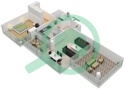 المخططات الطابقية لتصميم الوحدة 1A FLOOR 7 شقة 1 غرفة نوم - ياسمين A