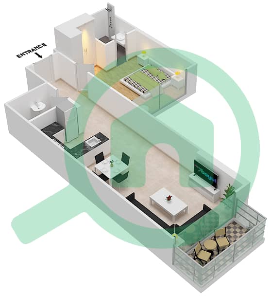 المخططات الطابقية لتصميم الوحدة 6 FLOOR 7 شقة 1 غرفة نوم - ياسمين A Floor 7 interactive3D