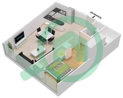 المخططات الطابقية لتصميم الوحدة 102 شقة 1 غرفة نوم - مارينا باي من داماك