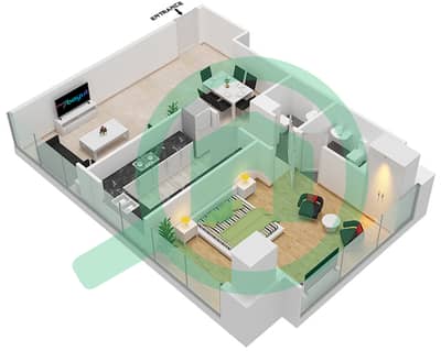 المخططات الطابقية لتصميم الوحدة 108 شقة 1 غرفة نوم - مارينا باي من داماك