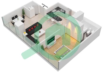 المخططات الطابقية لتصميم الوحدة 212 شقة 1 غرفة نوم - مارينا باي من داماك