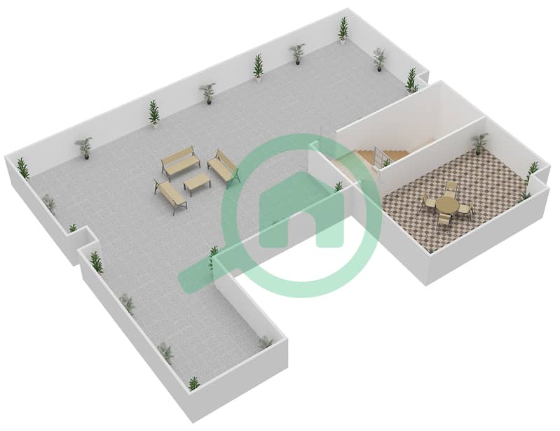 Зона 3 - Вилла 4 Cпальни планировка Тип A1 Roof interactive3D