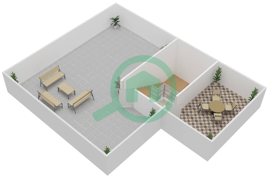 المخططات الطابقية لتصميم النموذج B1 فیلا 4 غرف نوم - المنطقة الثالثة Roof interactive3D