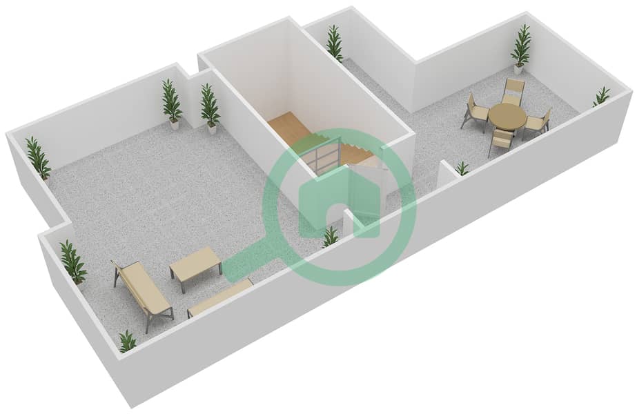 第6区 - 2 卧室别墅类型D3戶型图 Roof interactive3D
