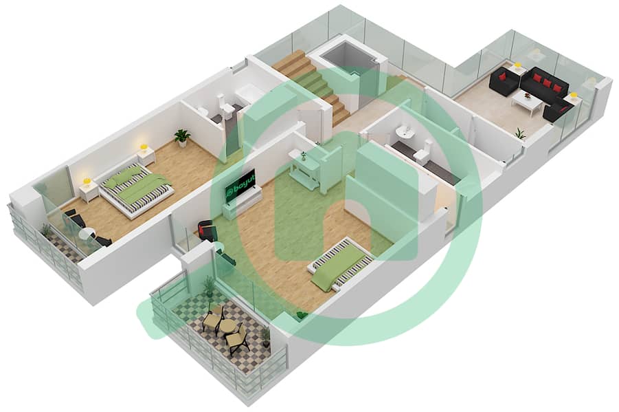 壮丽景致小区 - 6 卧室别墅类型G2戶型图 First Floor interactive3D