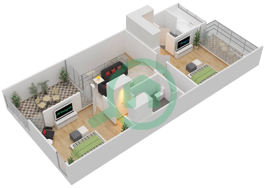 Джумейра Лакшери - Вилла 3 Cпальни планировка Тип 2F First Floor interactive3D