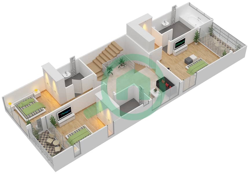 Jumeirah Luxury - 4 Bedroom Villa Type 1G Floor plan First Floor interactive3D